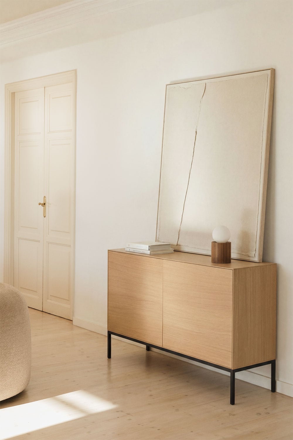 Rechthoekige dressoir 120x40 cm in MDF en eikenfineer Bromley, galerij beeld 1