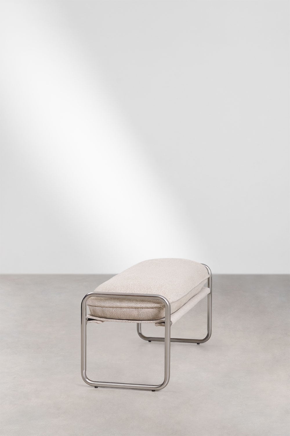 Bank 110 cm bekleed met bouclé in natuurlijke kleuren Matilda, galerij beeld 4