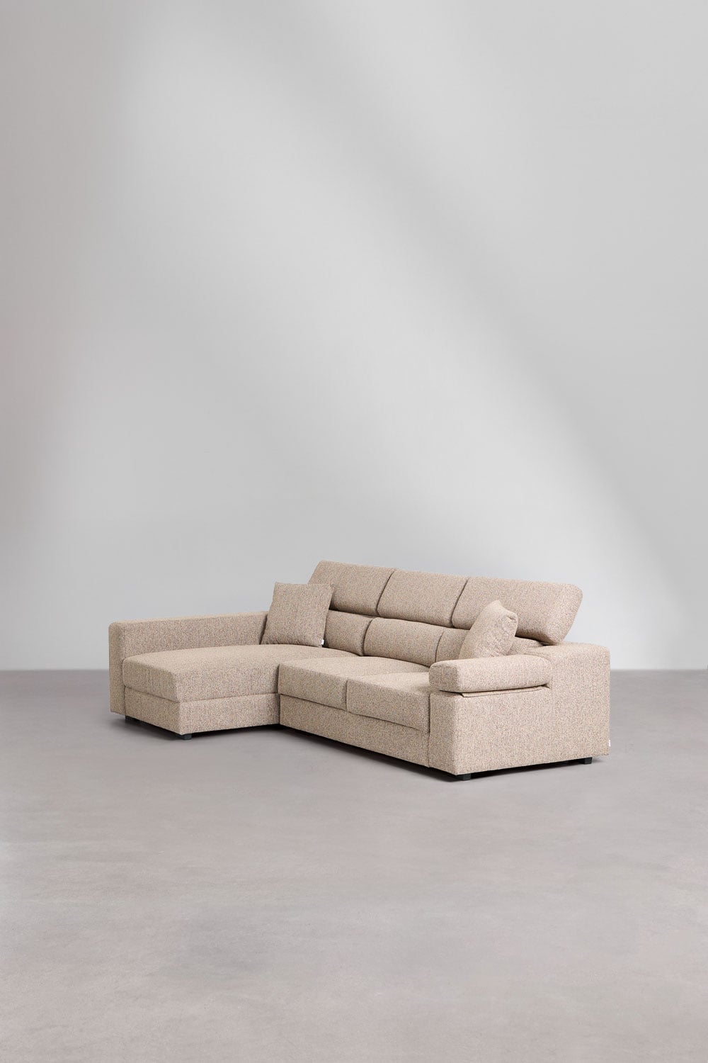 Linker 3-zits chaise longue bank met verstelbare hoofdsteun en uitschuifbare zitplaatsen Aramis, galerij beeld 4