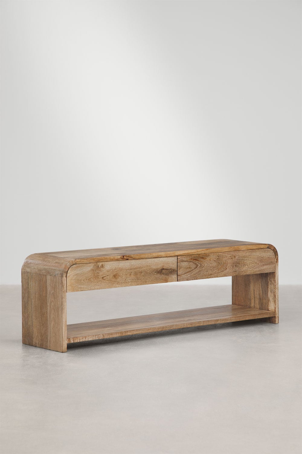 TV-meubel 165x40 cm met opbergruimte in mangohout Shelby, galerij beeld 3