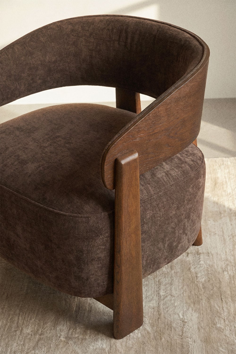 Fauteuil van bekleed eikenhout Olea, galerij beeld 2