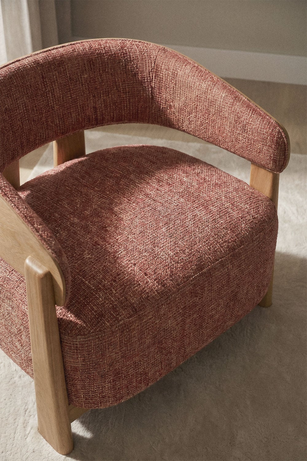 Fauteuil van bekleed eikenhout Olea, galerij beeld 2