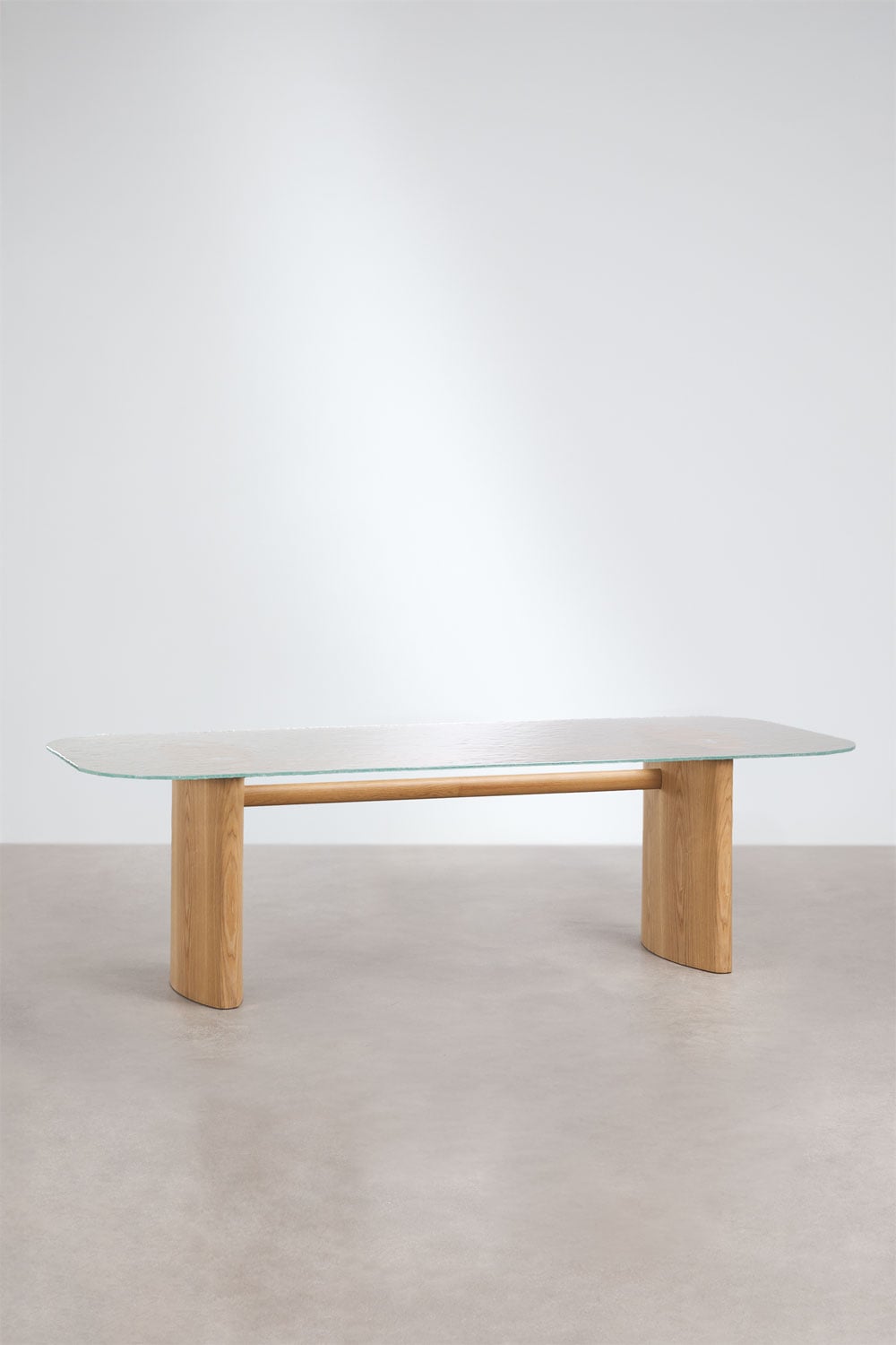 Rechthoekige eettafel 260x110 cm van gehard glas en MDF Zarvi, galerij beeld 3
