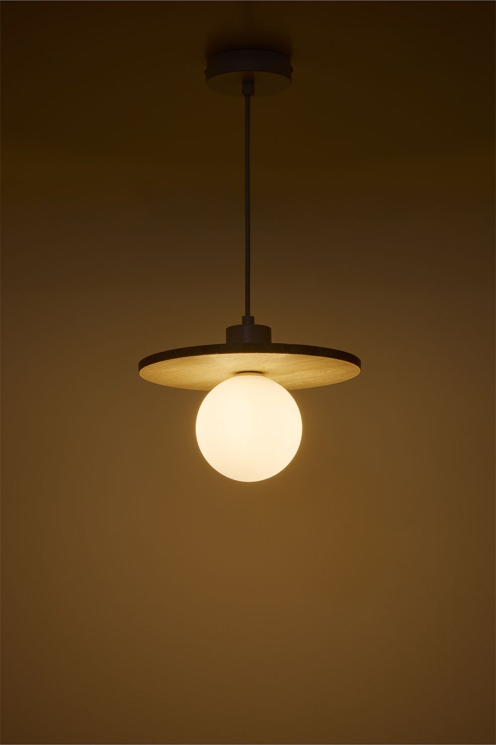 Plafondlamp van travertijn met glazen bol Davise, galerij beeld 4
