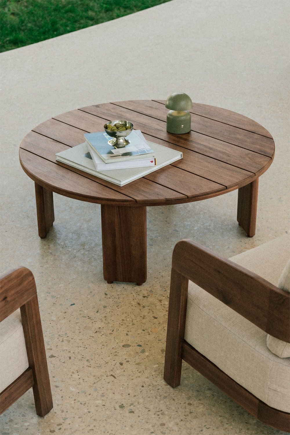 Ovalen tuintafel 100x80 cm van acaciahout Uleno, galerij beeld 1