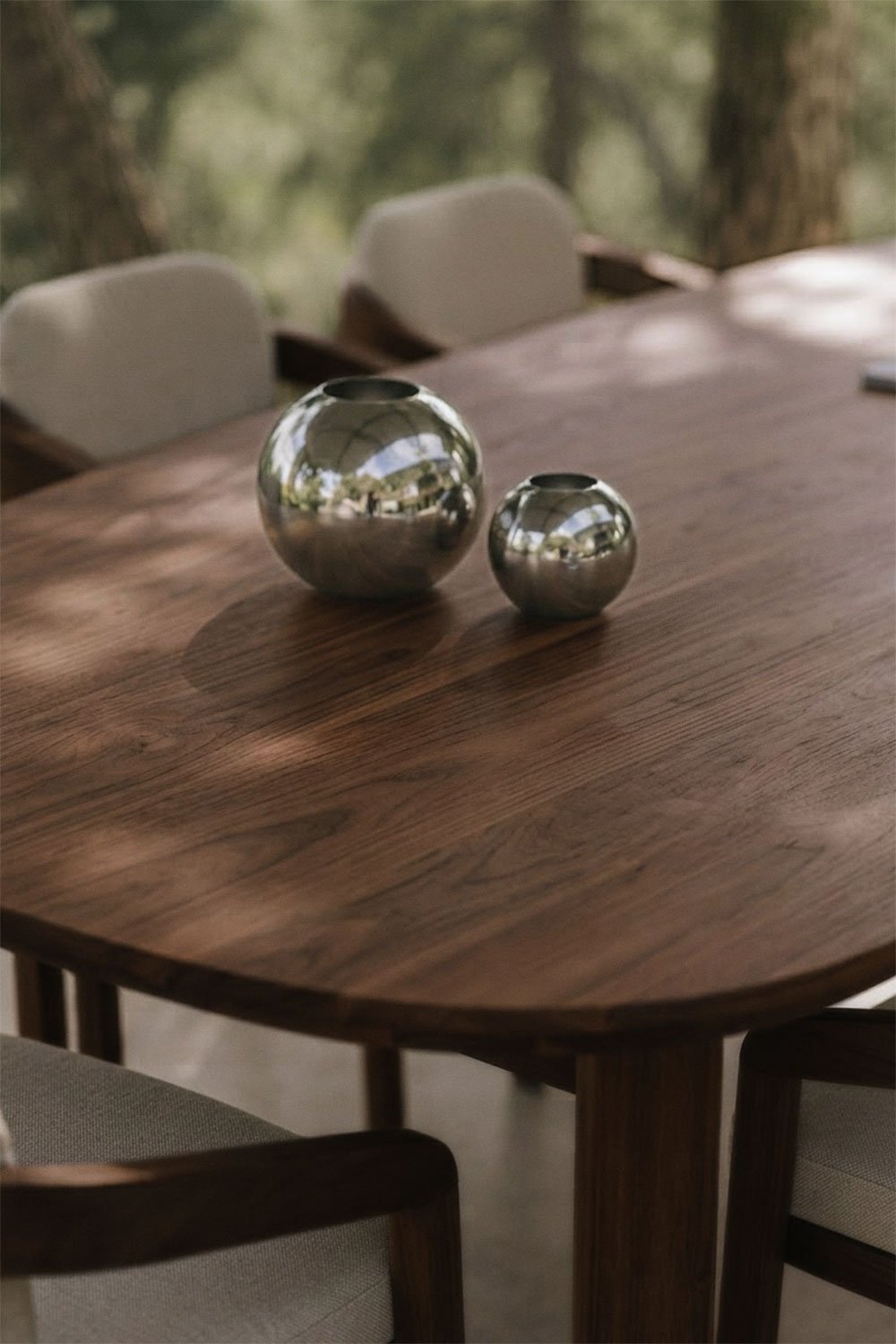 Ovale tuintafel set 240x100 cm met 8 stoelen van acaciahout Uleno, galerij beeld 2