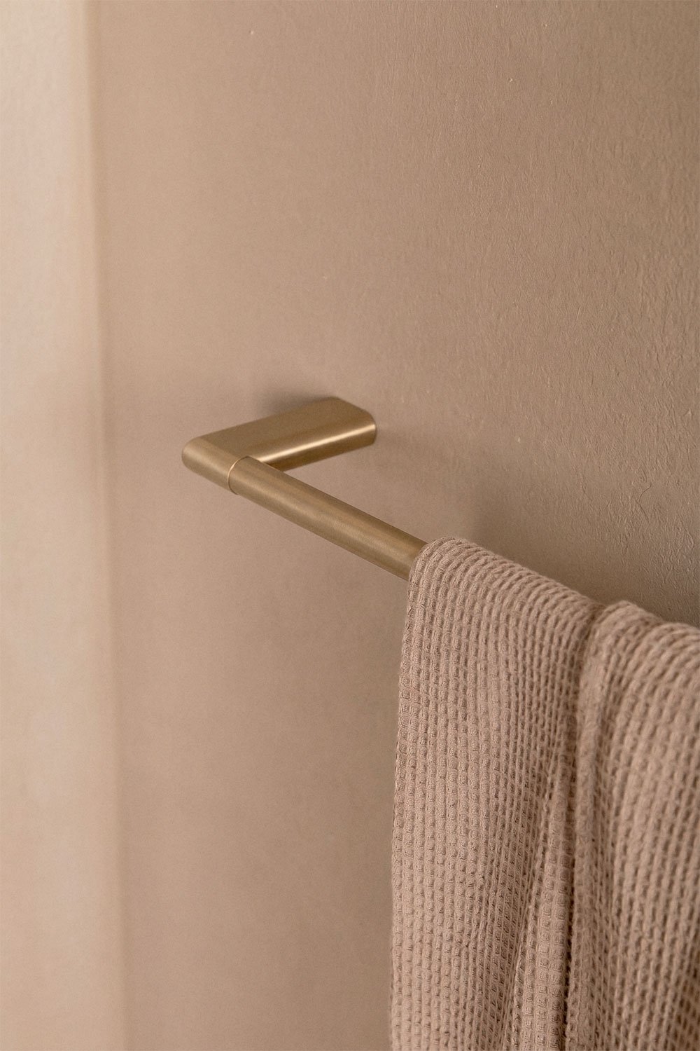 Wandhanddoekhouder met stang van 60 cm voor de badkamer van geborsteld goudkleurig roestvrij staal Rovent, galerij beeld 2