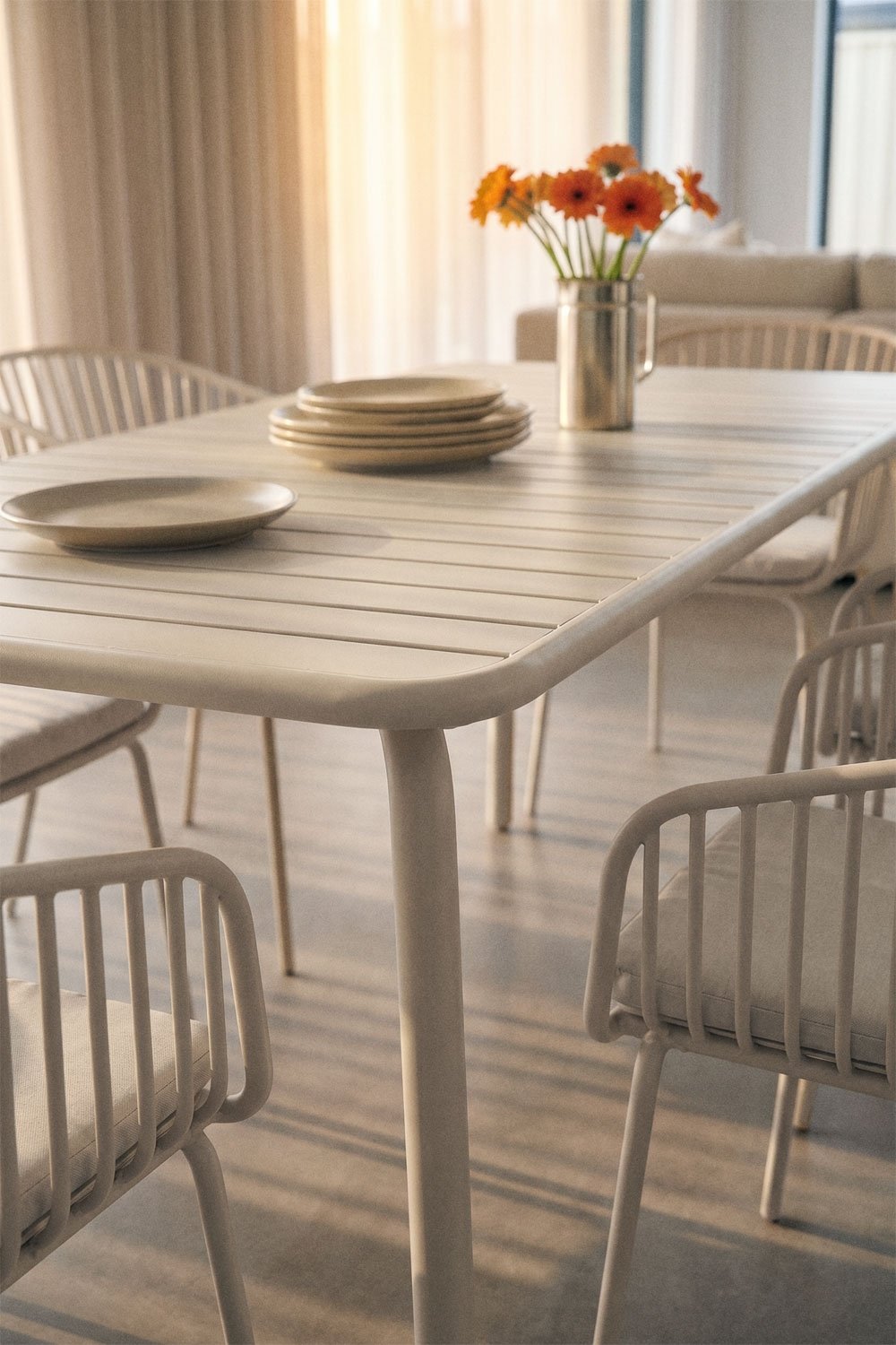 Rectangular eettafel 160x90 cm in staal Florida, galerij beeld 2
