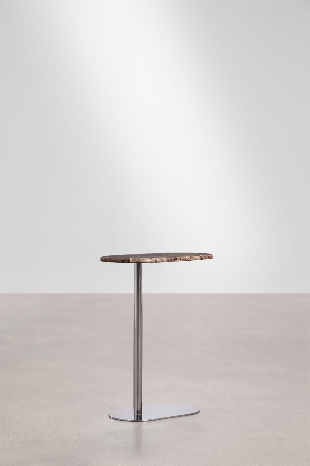 Oval bijzettafel 45x25 cm in roestvrij staal Lumair, galerij beeld 5