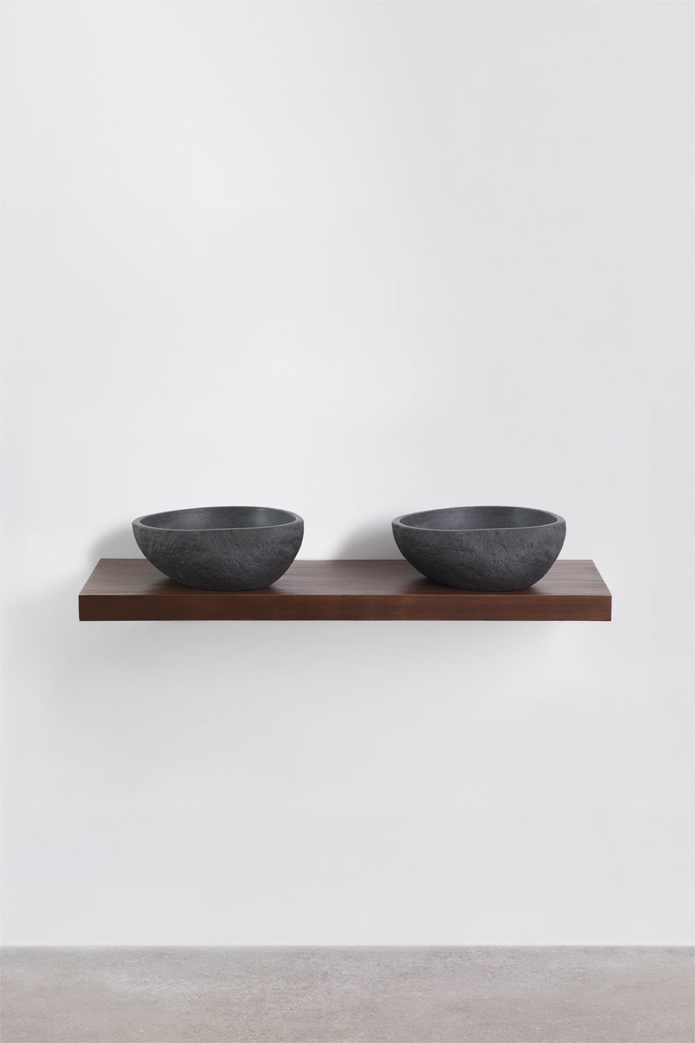 Dubbel zwevend badkamermeubelset 120x45 cm in Venetiaans teakhout, galerij beeld 3