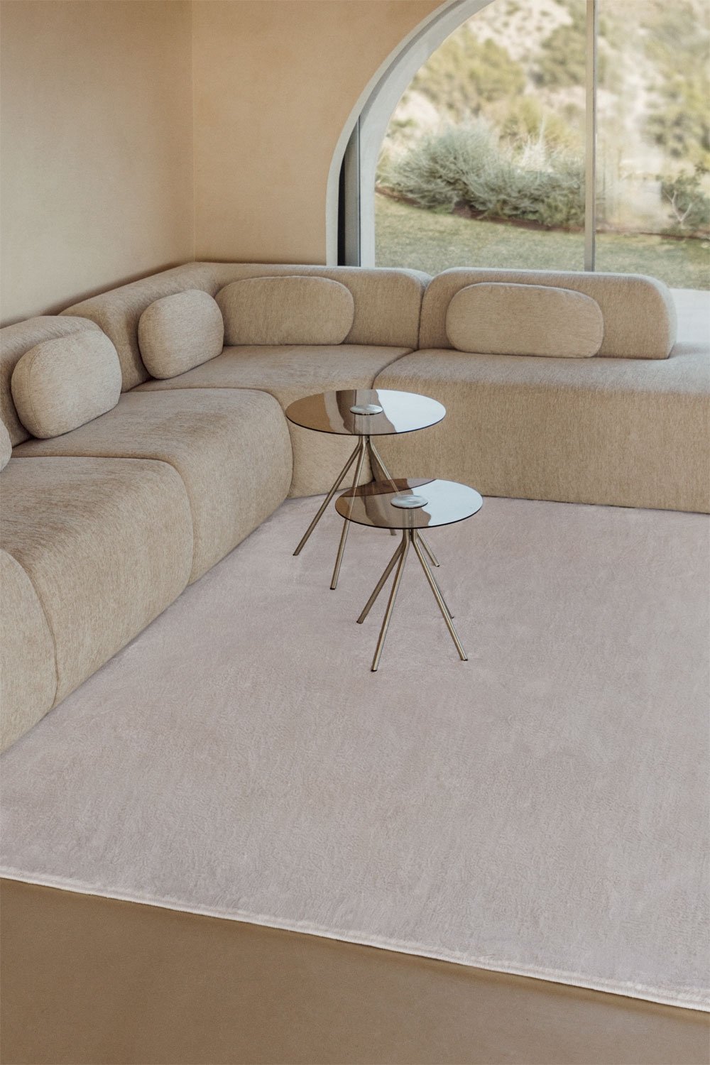 Rechthoekig vloerkleed 200x300 cm in crème beige polyester Daroca, galerij beeld 1