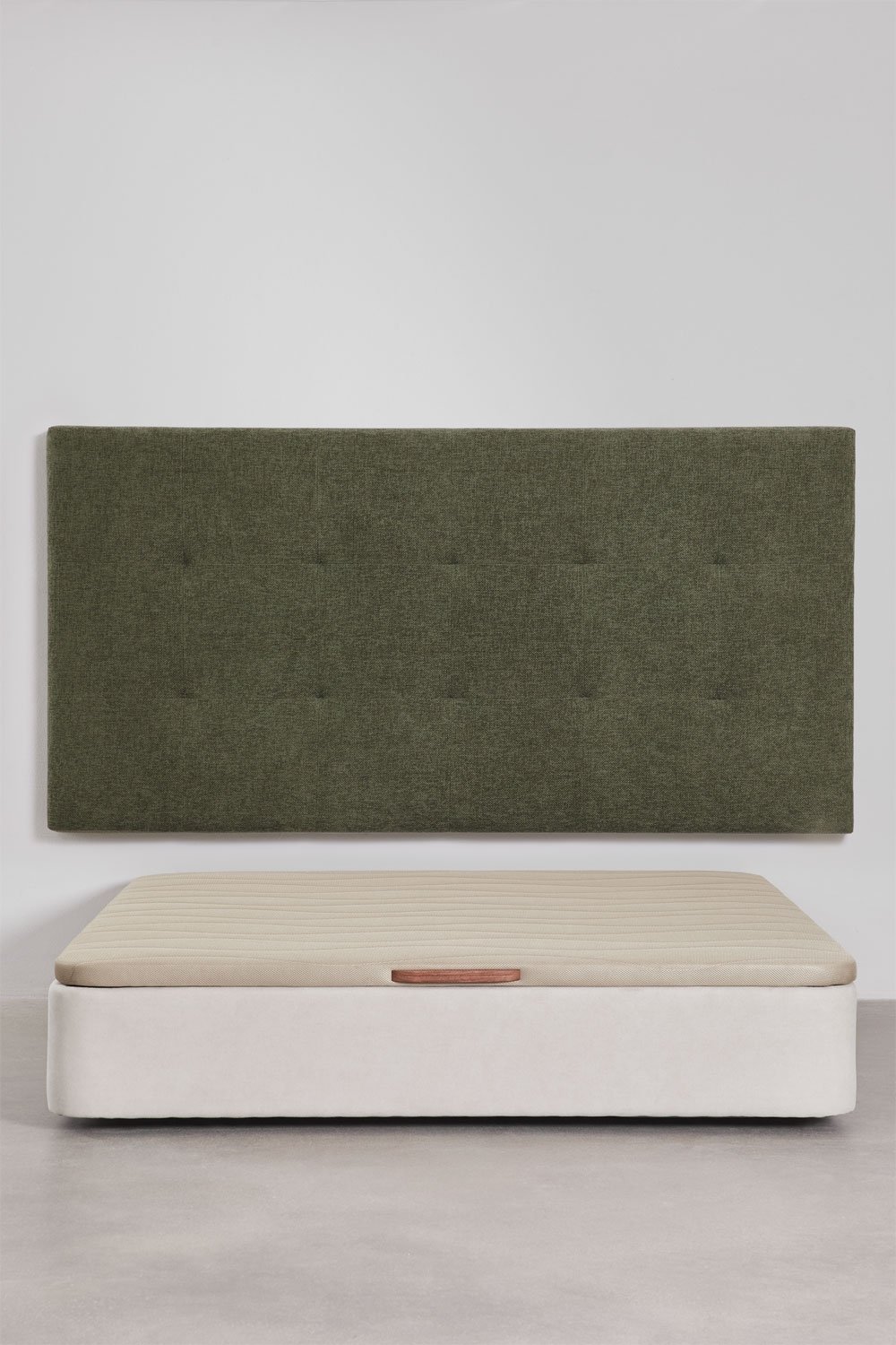 Hoofdbord voor bed van 200 cm bekleed met saliegroene chenille Artur, galerij beeld 9