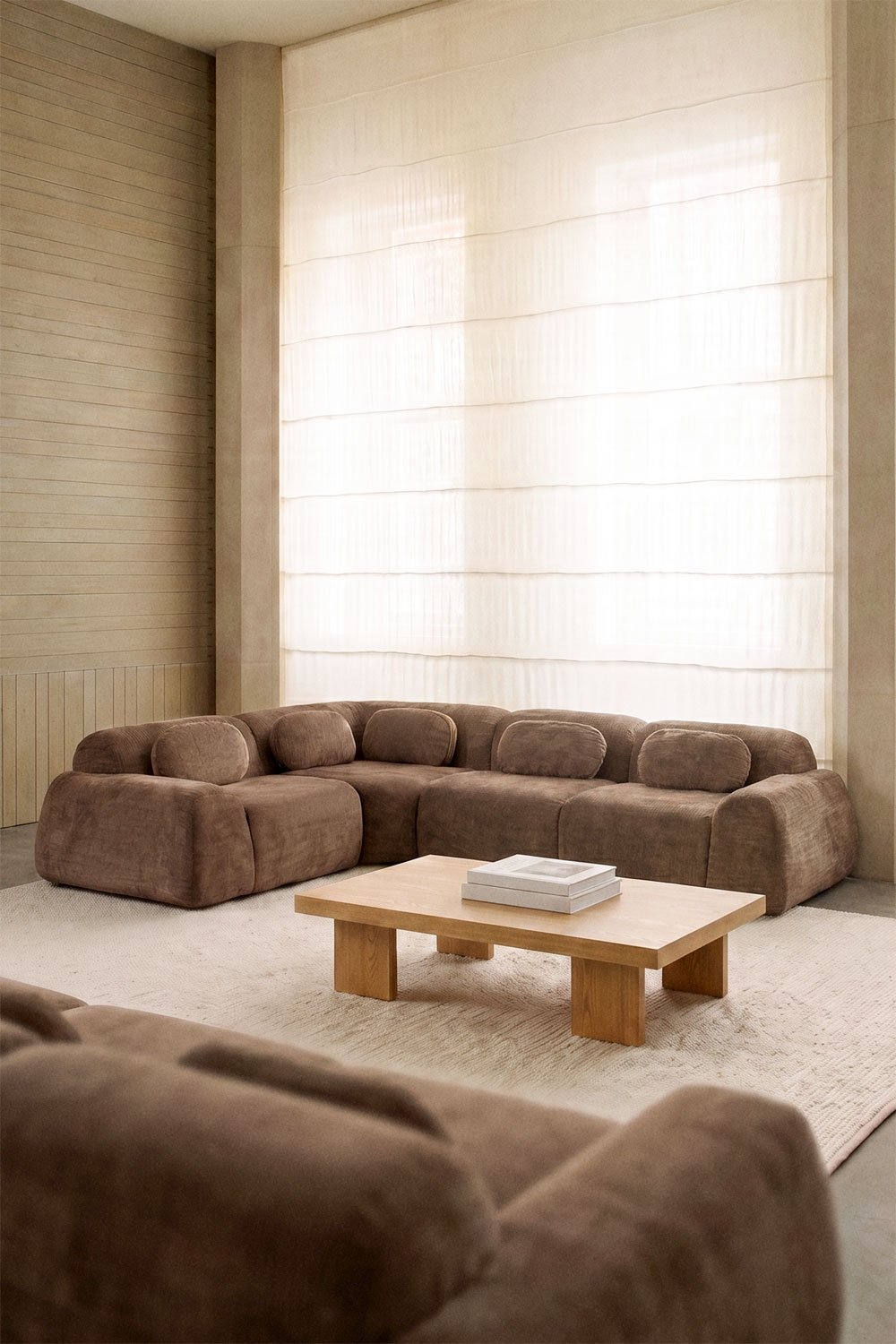 Modulaire hoekbank van 4 delen in vacuüm verpakte chenille Merida, galerij beeld 1