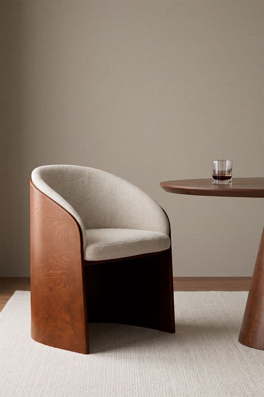 Set van 2 eettafelstoelen van eikenhout en bouclé Keluna, galerij beeld 1
