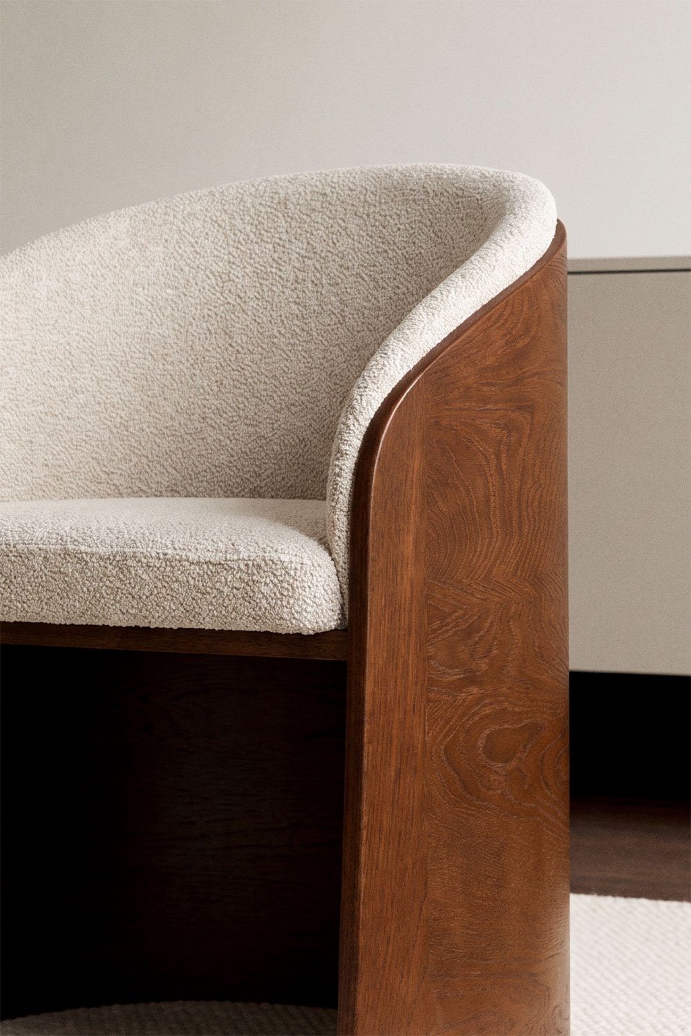 Set van 2 fauteuils van eikenhout en bouclé Keluna, galerij beeld 2
