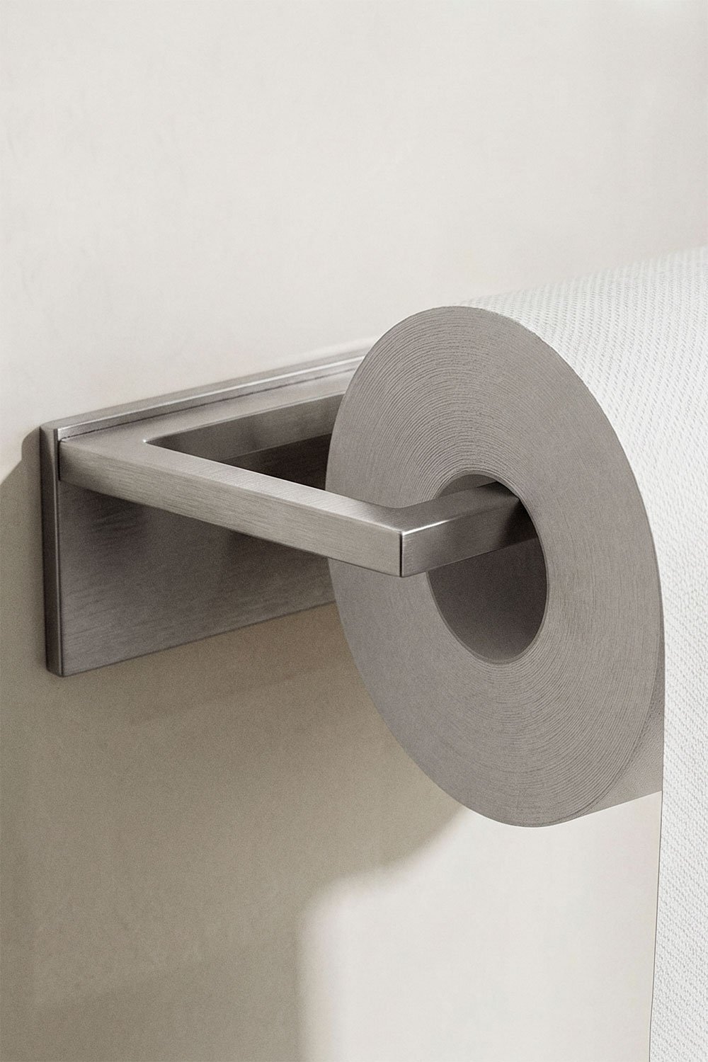 Zelfklevende toiletrolhouder voor de badkamer van geborsteld grijs roestvrij staal Jalter, galerij beeld 2