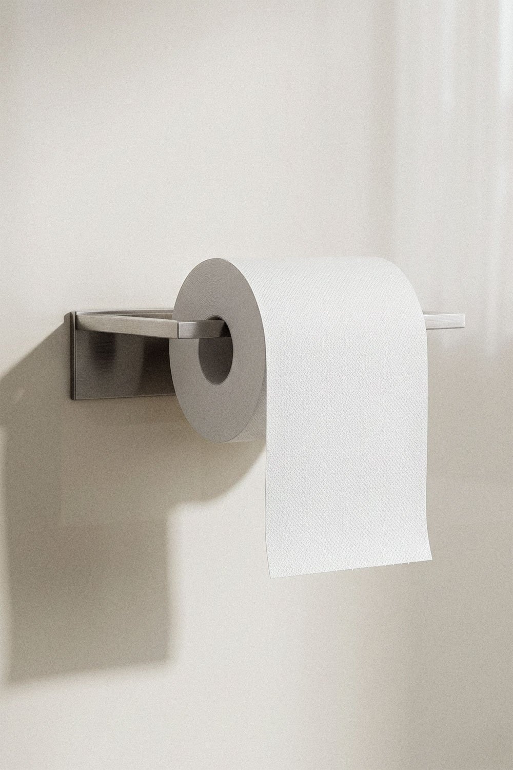 Zelfklevende toiletrolhouder voor de badkamer van geborsteld grijs roestvrij staal Jalter, galerij beeld 1