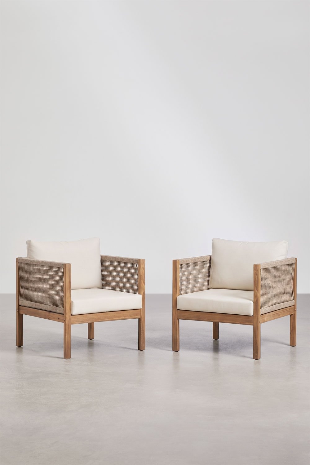 Set van 2 tuinstoelen met armleuningen van acaciahout Branson, galerij beeld 3