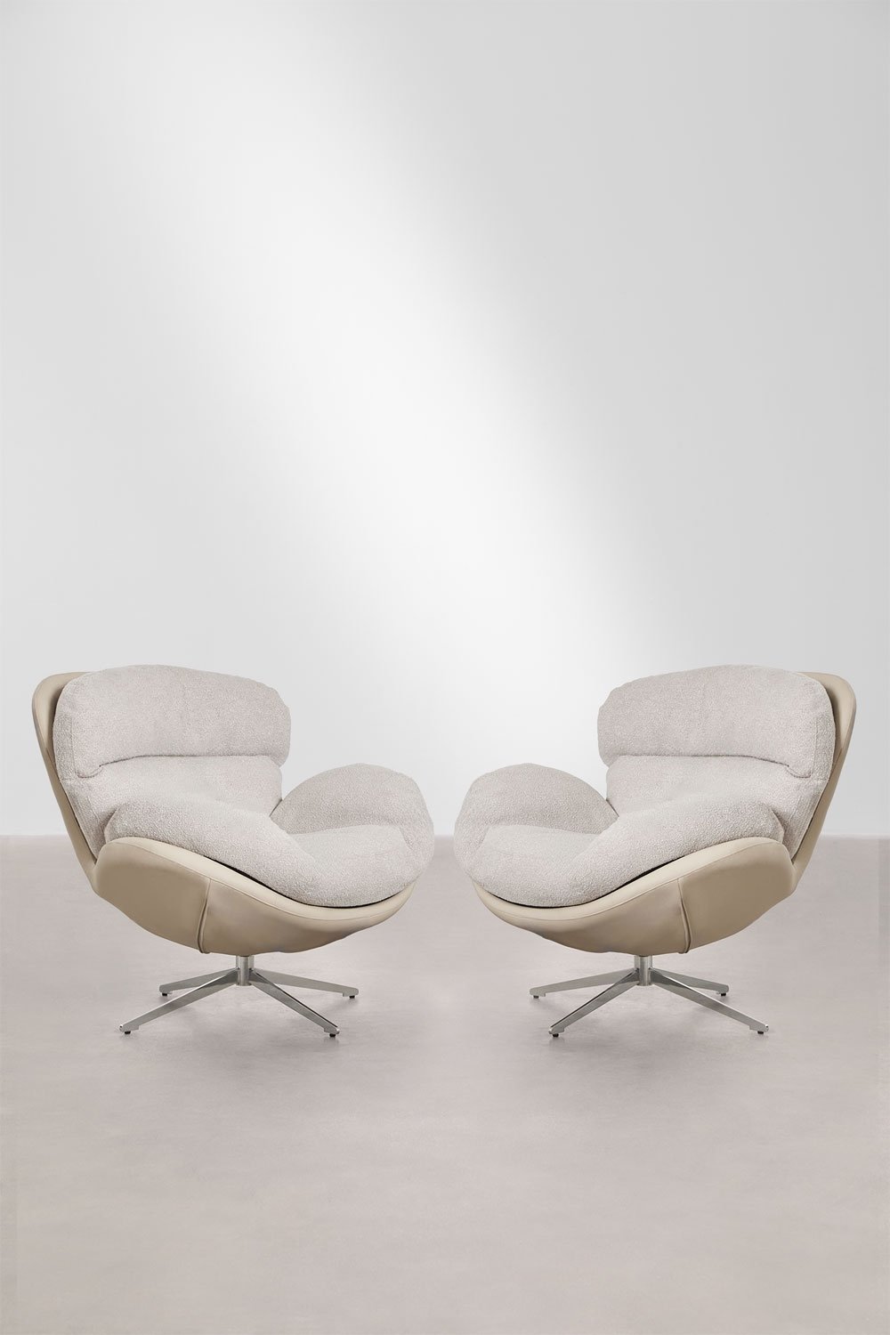 Set van 2 draaifauteuils in Amanda bouclé stof, galerij beeld 3