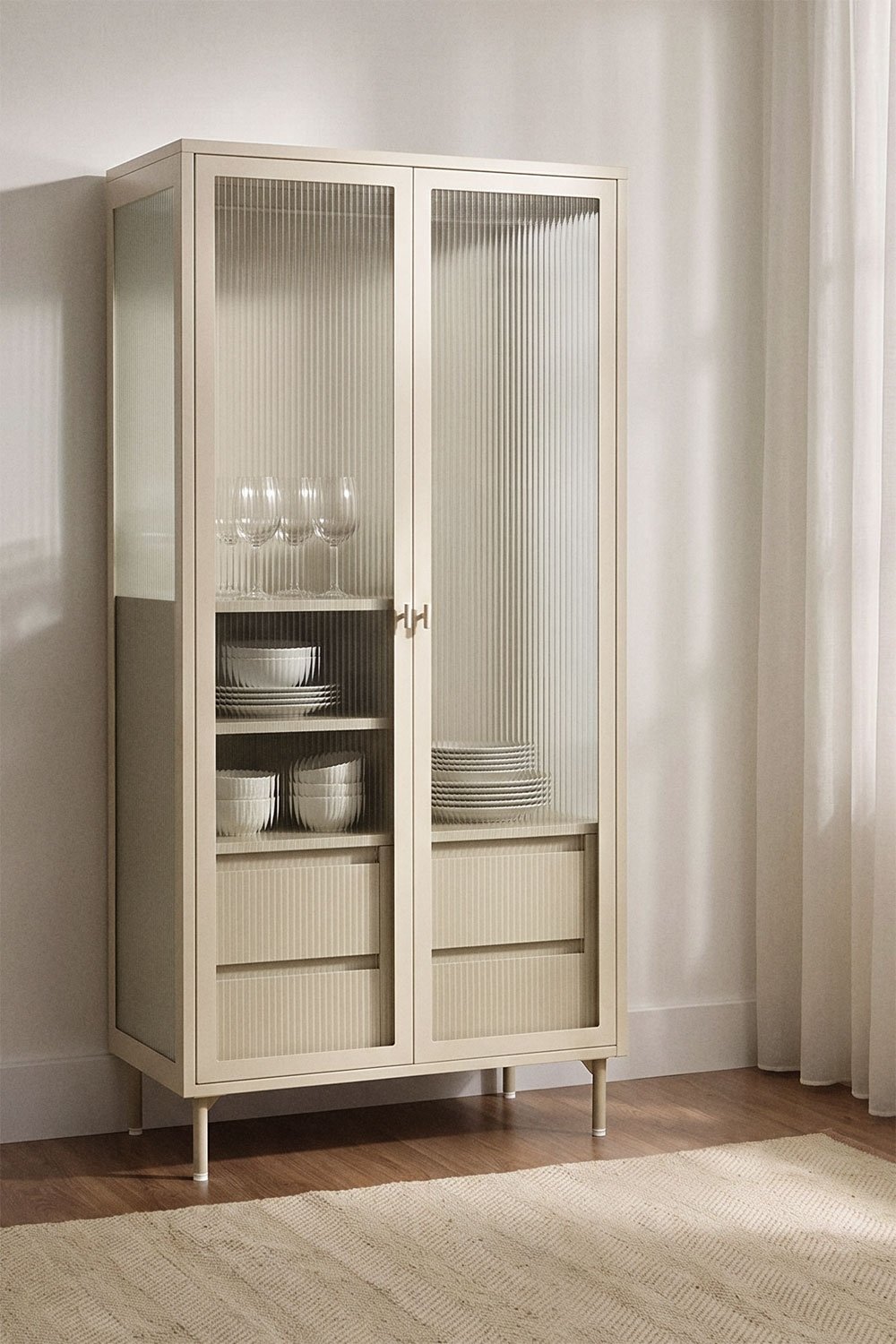 Kast 85x180 cm van staal en glas Paoline, galerij beeld 2