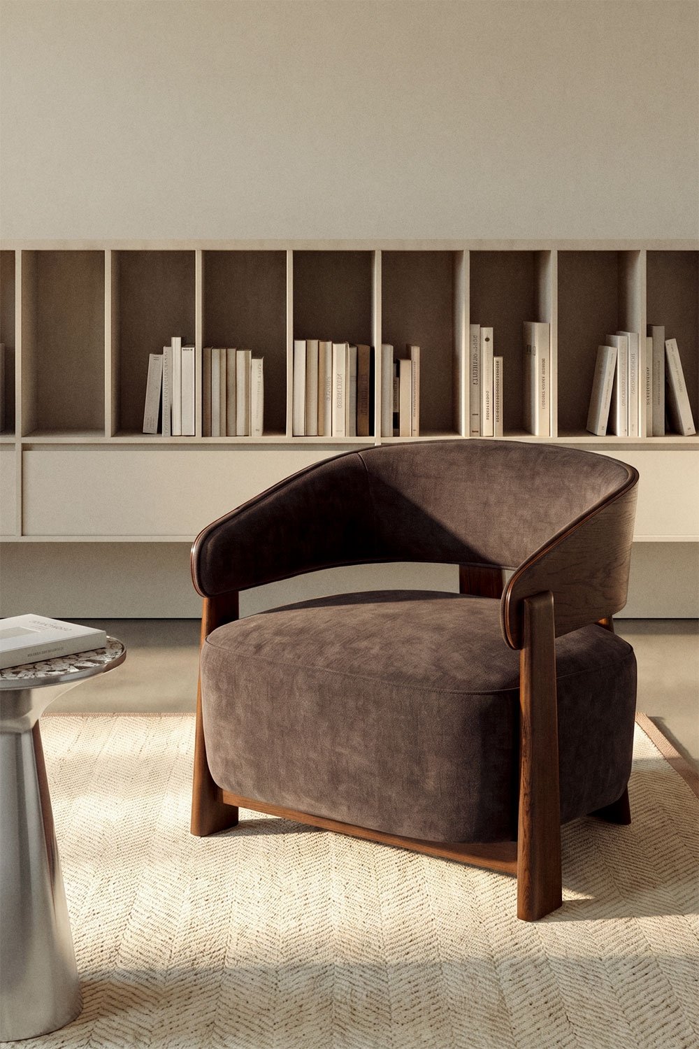 Fauteuil van bekleed eikenhout Olea, galerij beeld 1