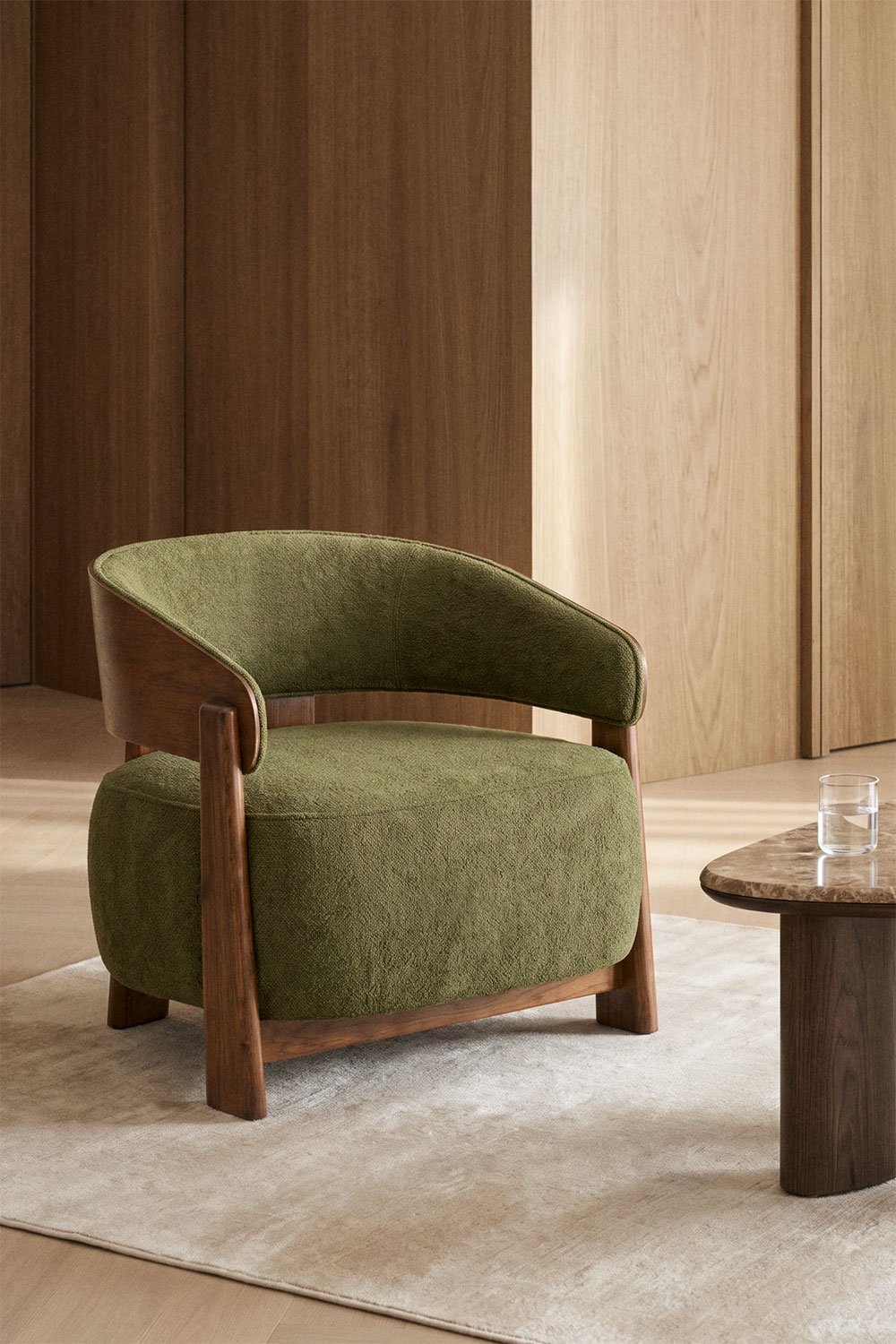 Fauteuil van bekleed eikenhout Olea, galerij beeld 1