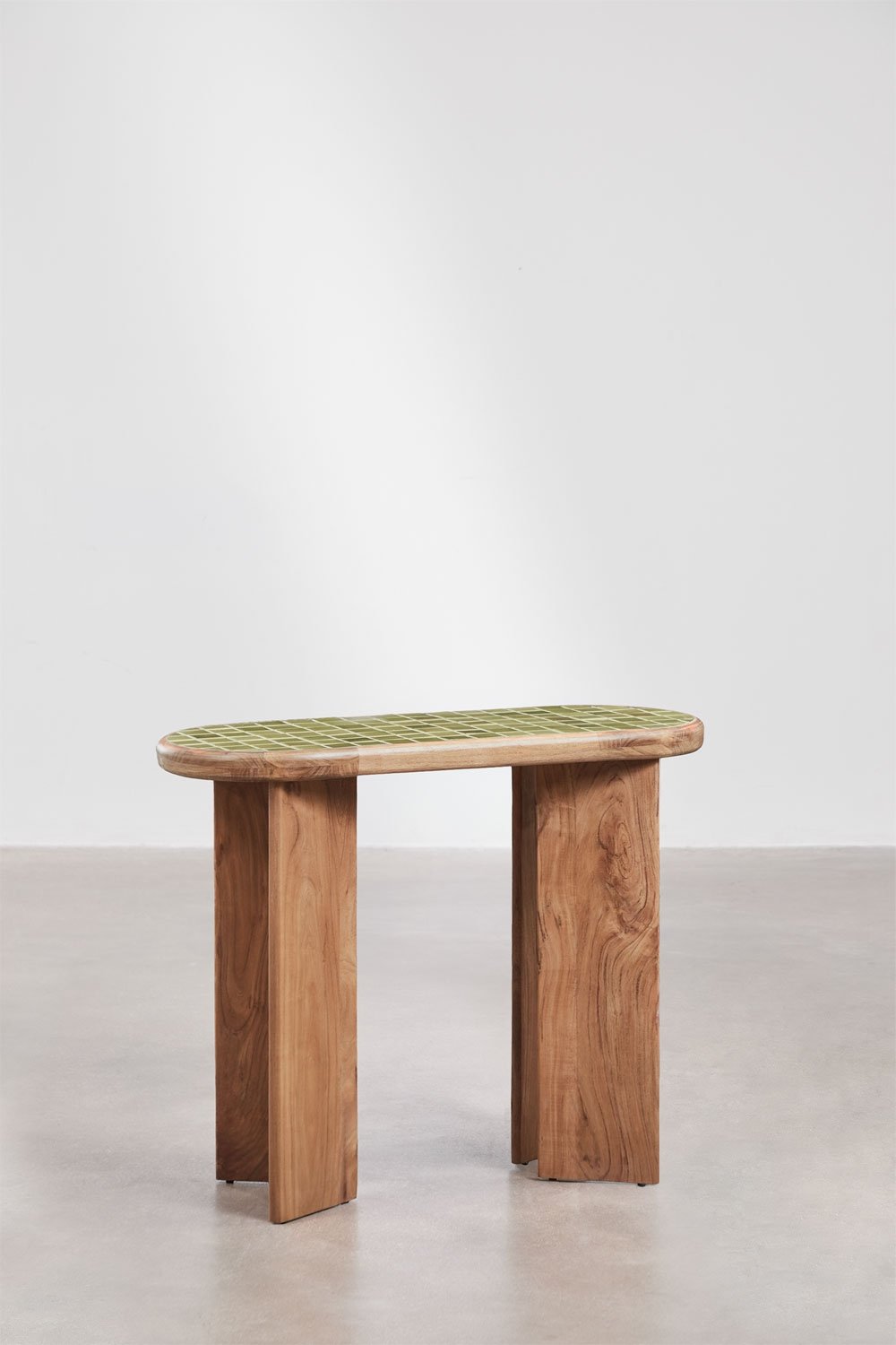 Aitana halfrondje console 100x40 cm met tegels en acaciahout, galerij beeld 3