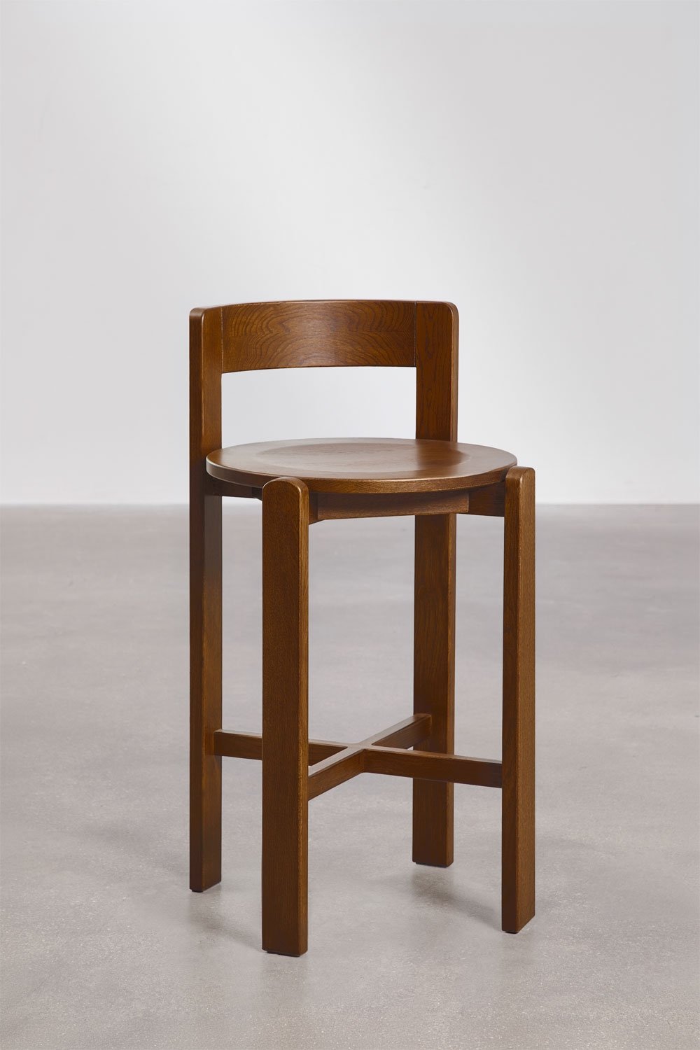 Noreli hoge kruk van eikenhout, galerij beeld 3