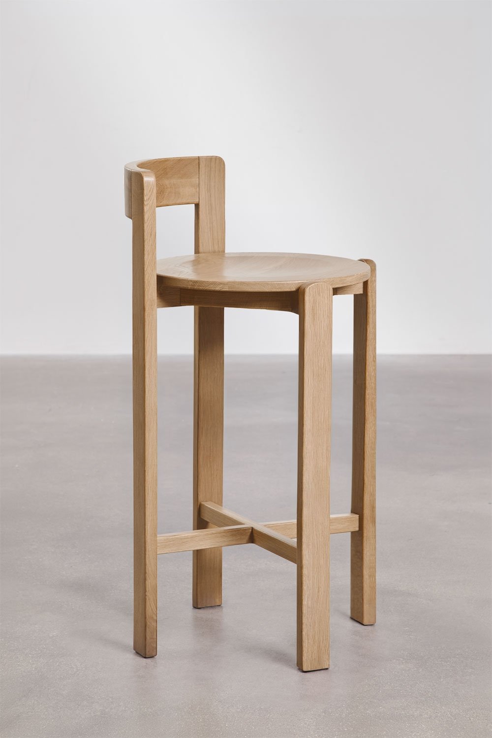 Noreli hoge kruk van eikenhout, galerij beeld 4