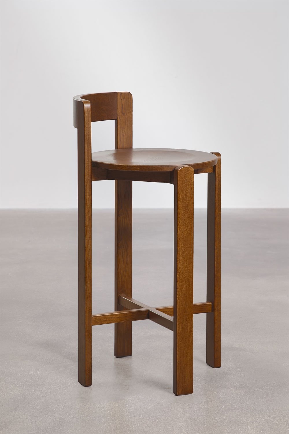 Noreli hoge kruk van eikenhout, galerij beeld 4