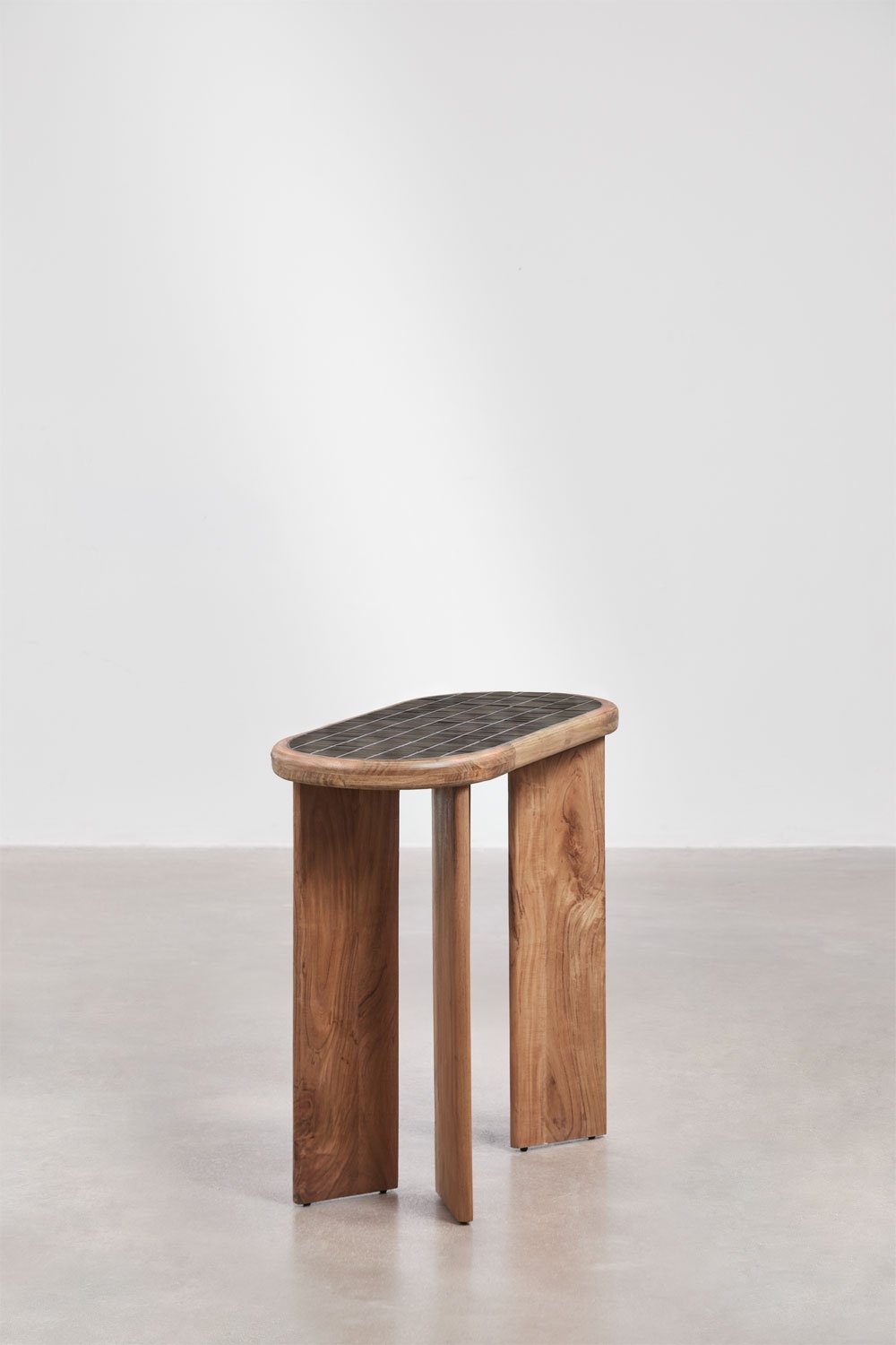 Aitana halfrondje console 100x40 cm met tegels en acaciahout, galerij beeld 4