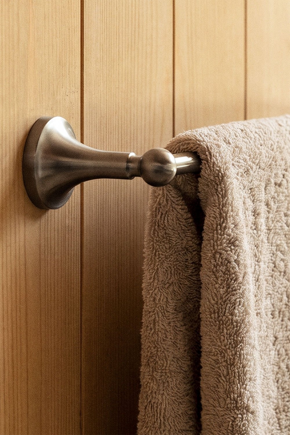 Wandhanddoekhouder met stang van 60 cm voor de badkamer van geborsteld grijs roestvrij staal Alejandra, galerij beeld 2