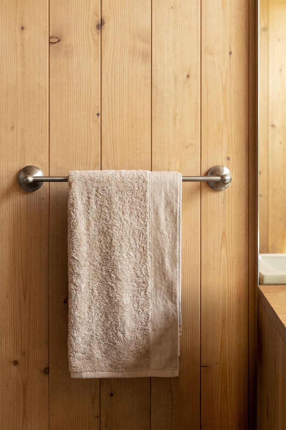Wandhanddoekhouder met stang van 60 cm voor de badkamer van geborsteld grijs roestvrij staal Alejandra, galerij beeld 1