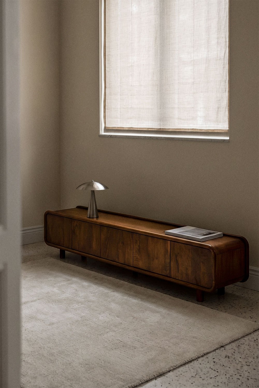 TV-meubel 240x45 cm van donker mangohout Gina, galerij beeld 1
