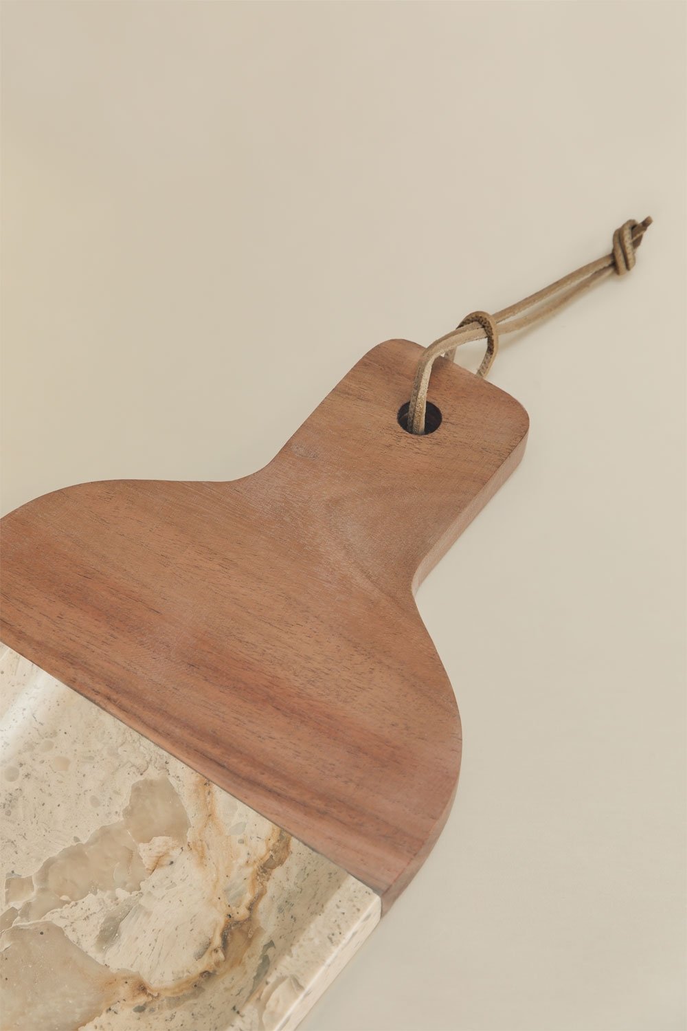 Zevaru serveertafel 40x20 cm van acaciahout en marmer, galerij beeld 5