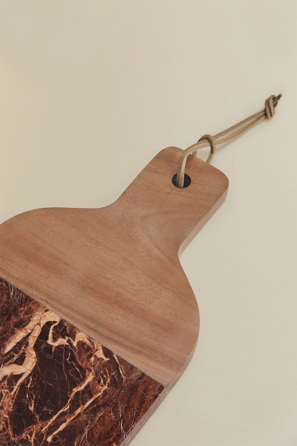Zevaru serveertafel 40x20 cm van acaciahout en marmer, galerij beeld 5