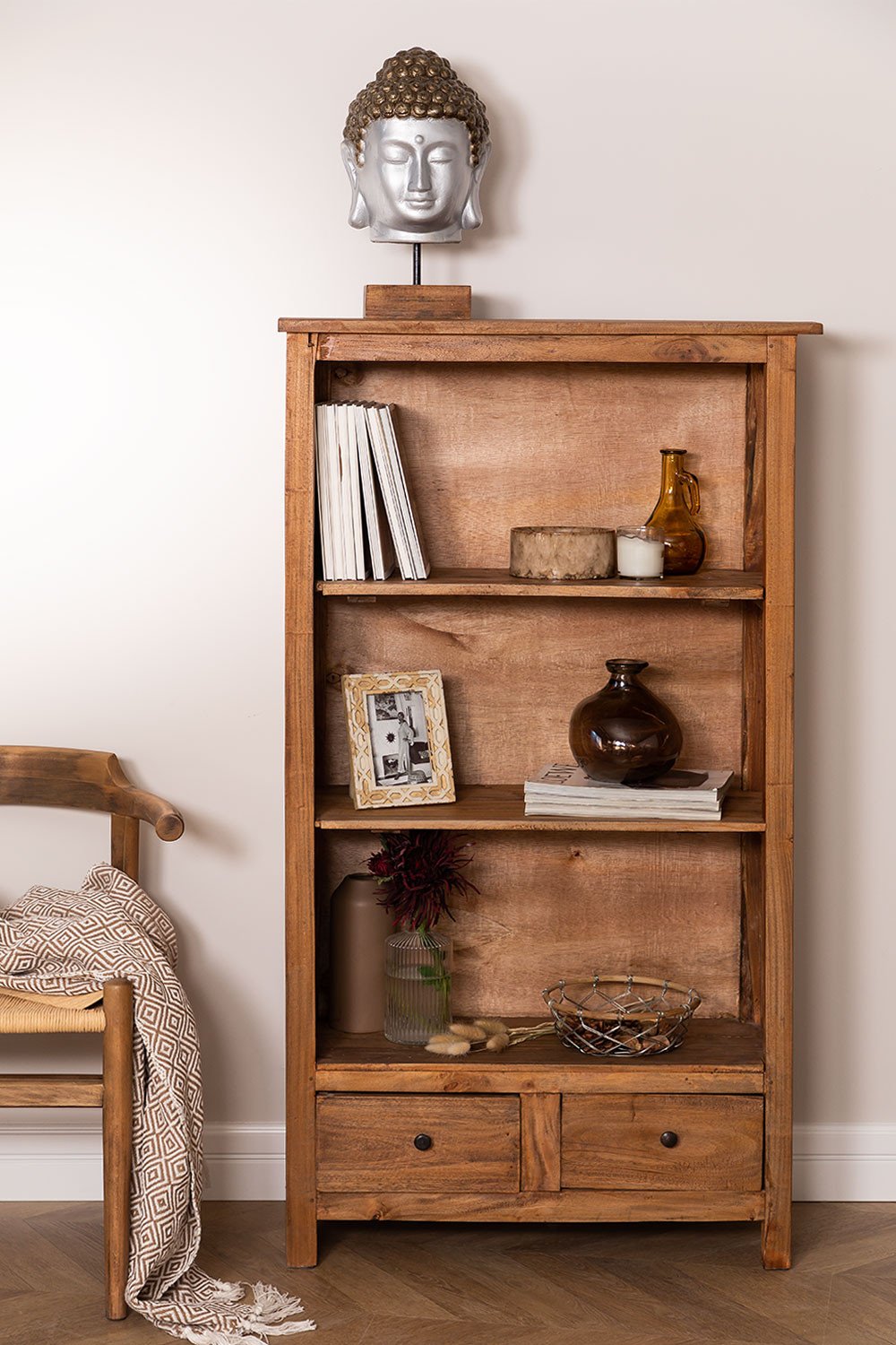 geluk alleen Besparing Set van 2 boekenkasten van gerecycled hout Jara - SKLUM