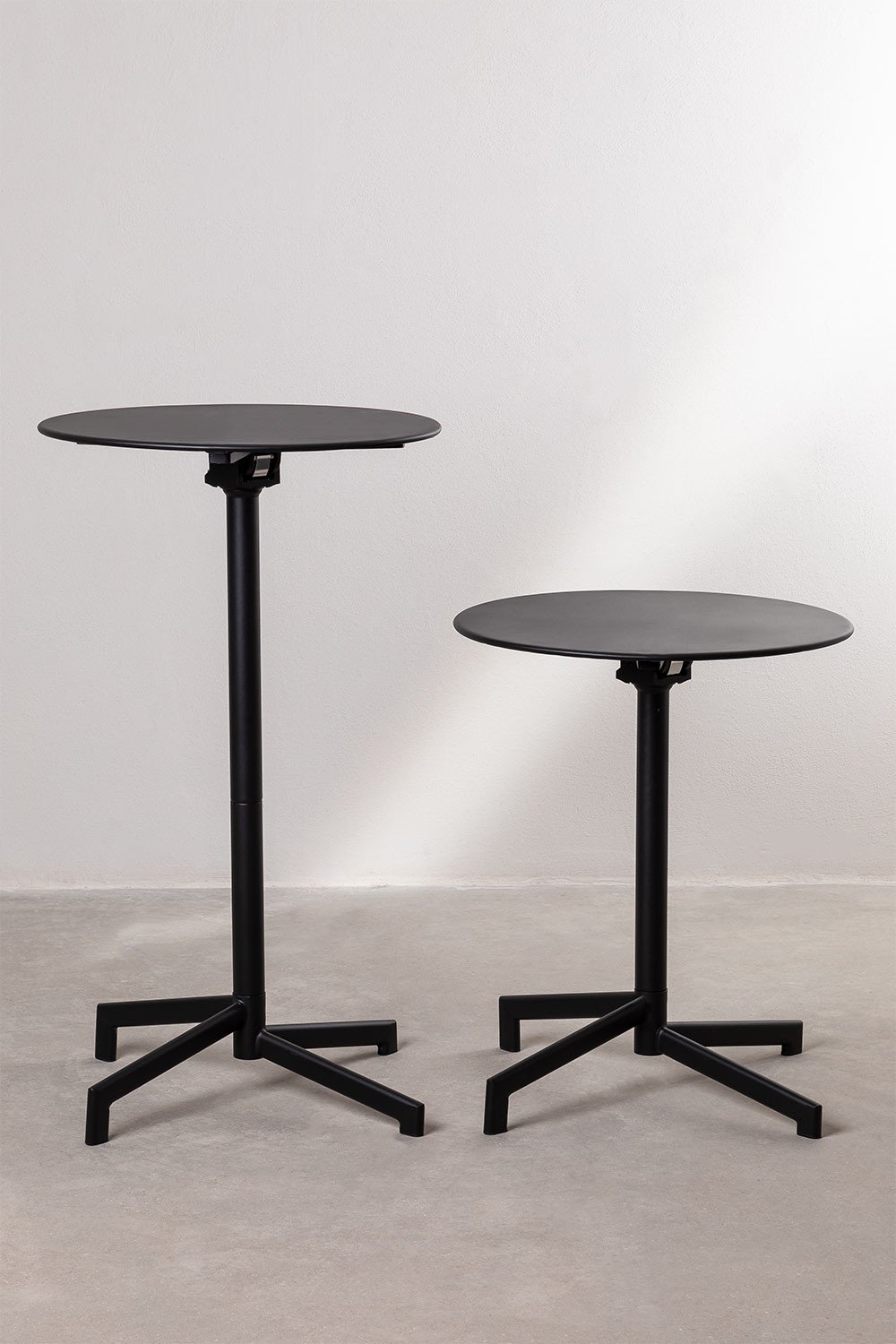 Ronde bartafel Ø60 cm opvouwbaar en om te zetten in 2 hoogtes in staal Dely, galerij beeld 4