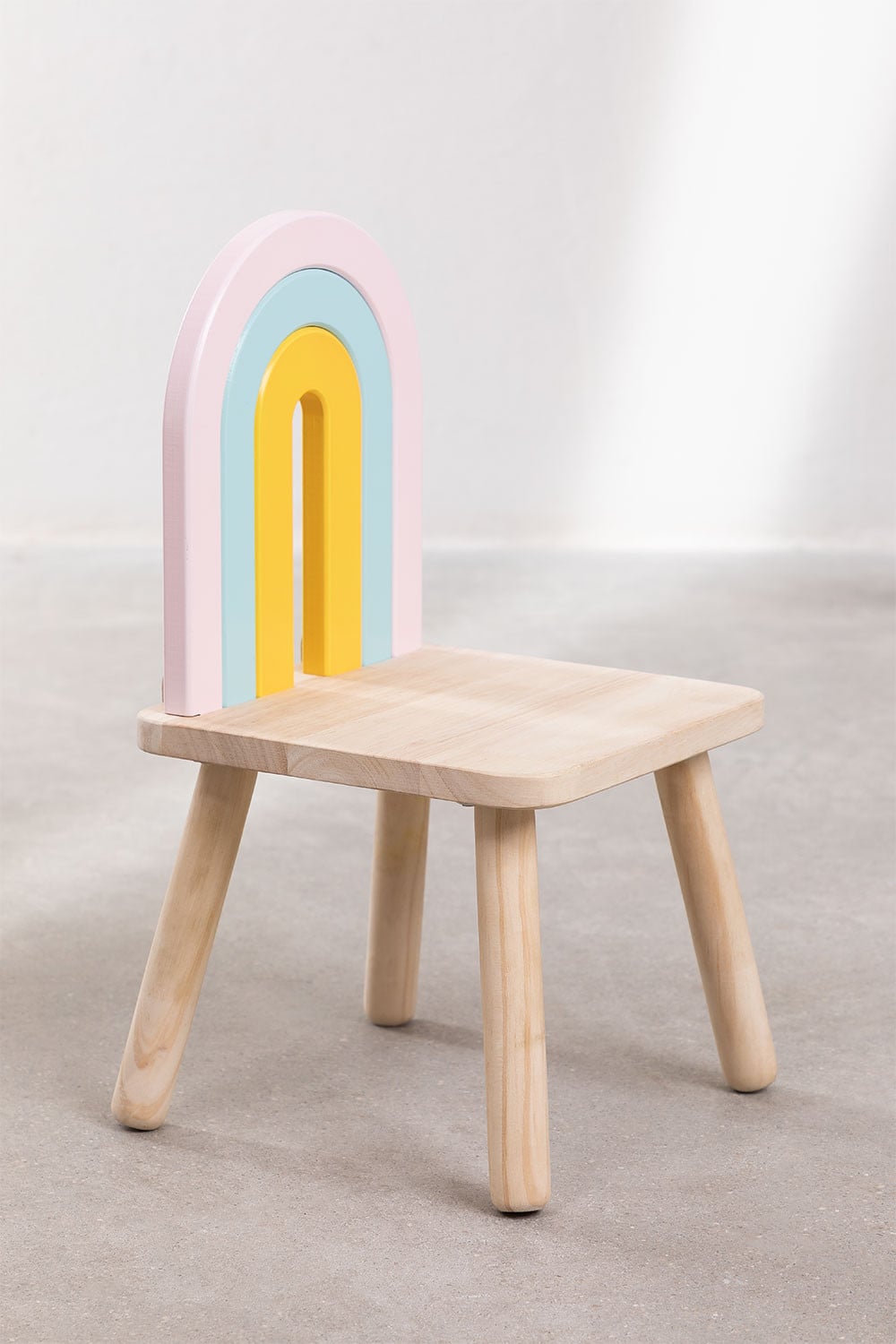 SKLUM Mini Rainbow Kids Houten Stoel - Pastel Regenboog Design