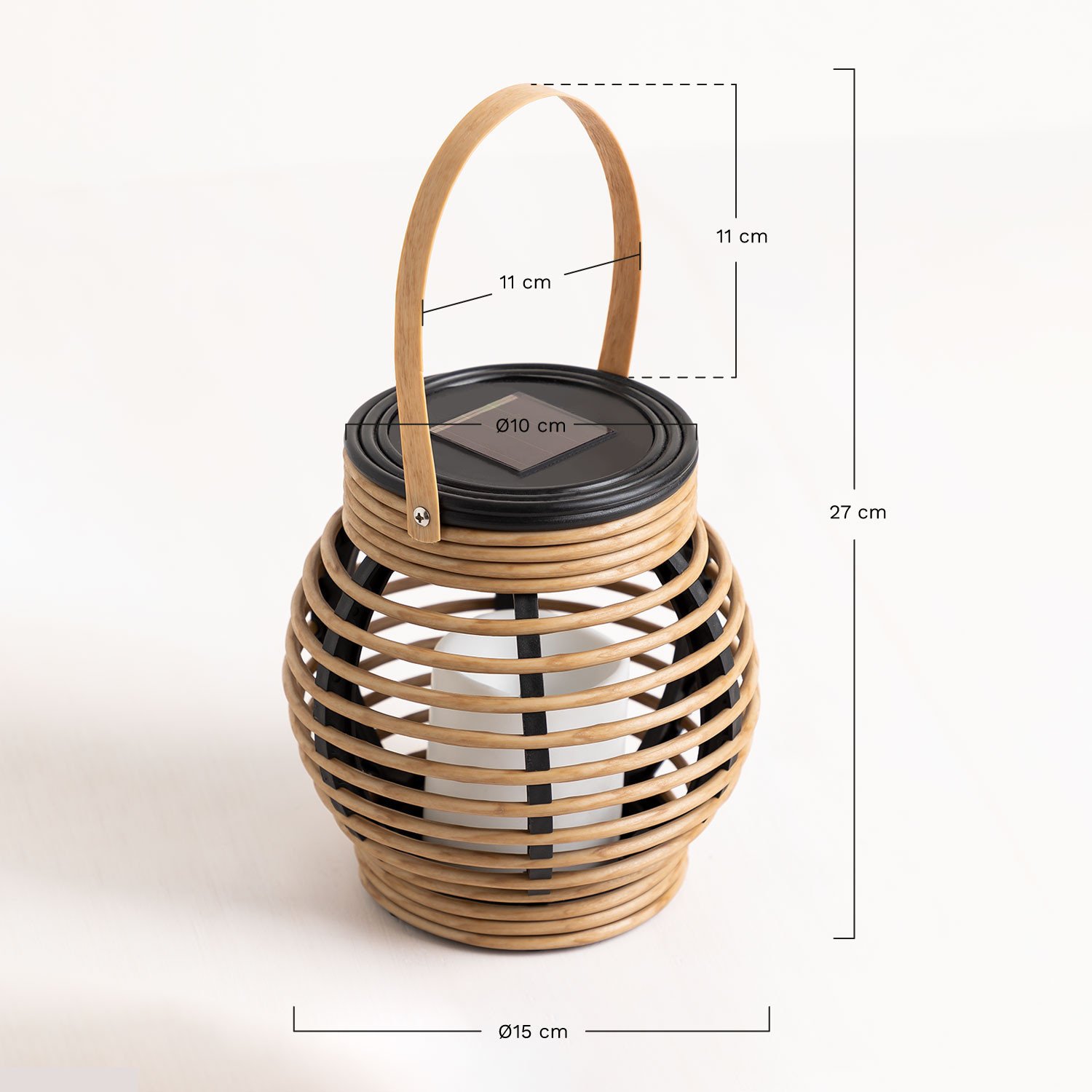 Bezprzewodowa zewnętrzna lampa stołowa LED Barus na energię słoneczną, rozmiary