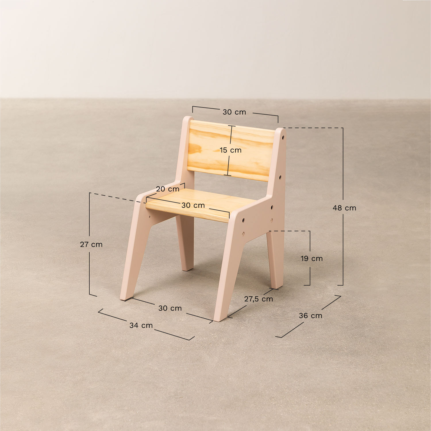 Zestaw stół i krzesło z drewna Blaby Kids, rozmiary