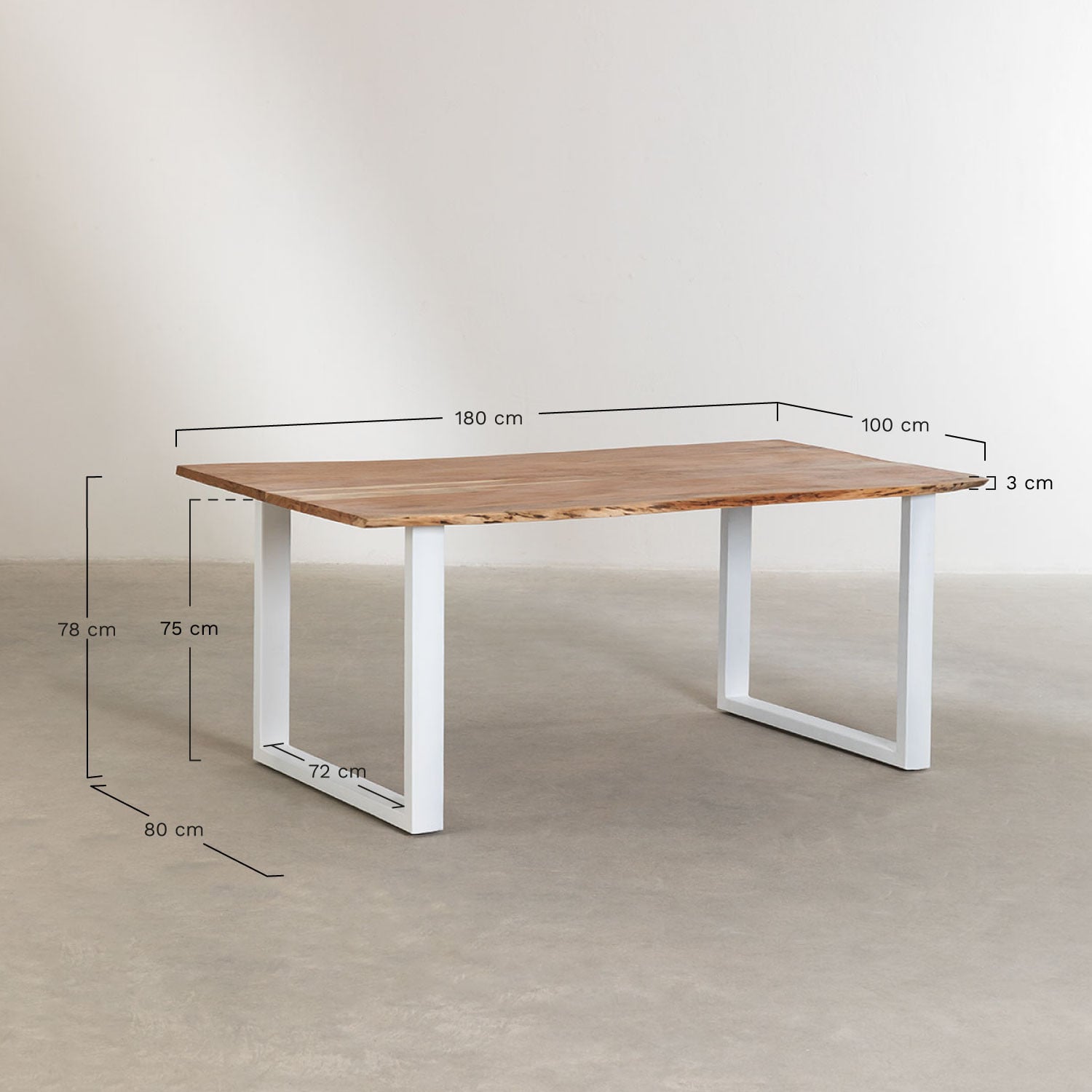 Prostokątny stół jadalny z drewna pochodzącego z recyklingu (180x100 cm) w stylu Sami  , rozmiary