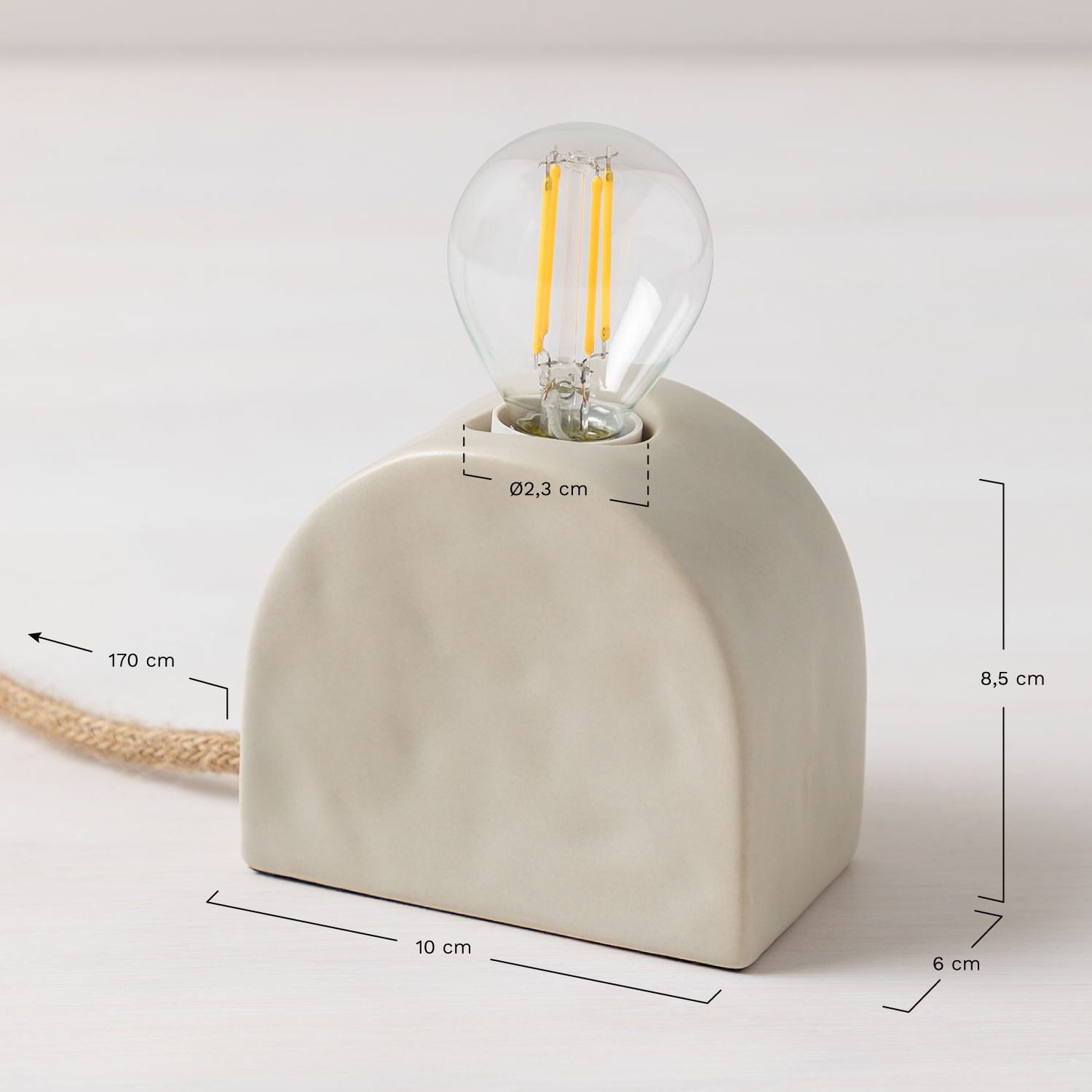 Ceramiczna lampa stolowa Fiana, rozmiary