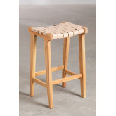 Wysoki stolek z drewna i skóry (66 cm) Zaid, miniaturka zdjęcia 2