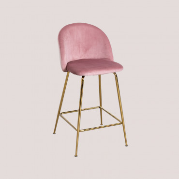 Wysoki Aksamitny Stołek Kana Design Peonia & ↑65 Cm & Złoto - Sklum