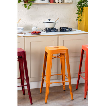 Zestaw 4 Wysokie Taborety (76 Cm) Lix Naranja Azafrán | Saffron Orange - Sklum