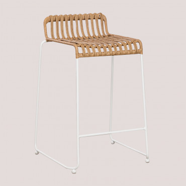 Wysoki Taboret Ogrodowy Z Syntetycznego Rattanu (77,5 Cm) Aroa ↑65 Cm & Biały - Sklum
