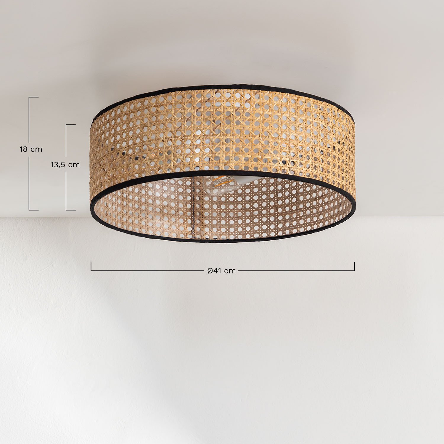 Rattanowa lampa sufitowa Luxio, rozmiary