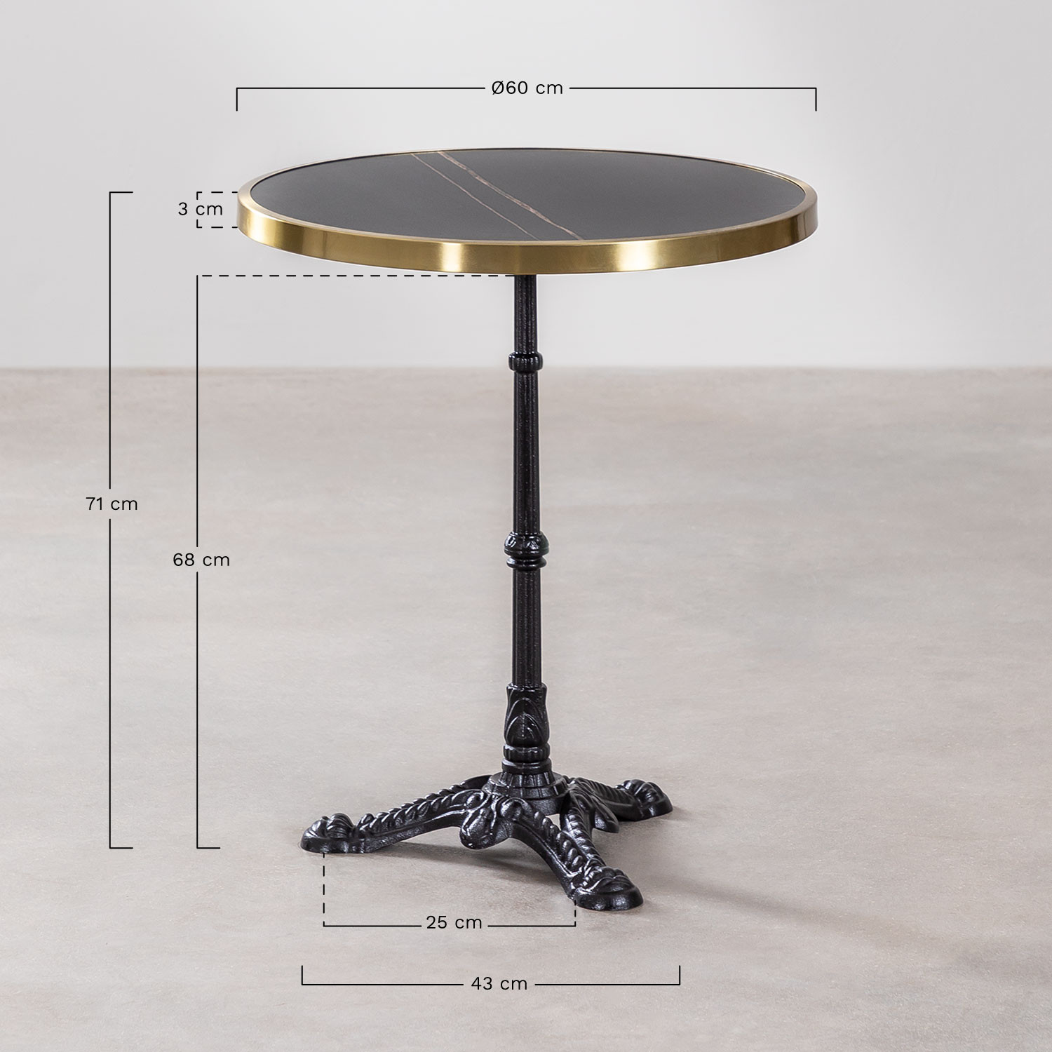 Okrągły Stół Barowy w Gres Venezia Black, rozmiary