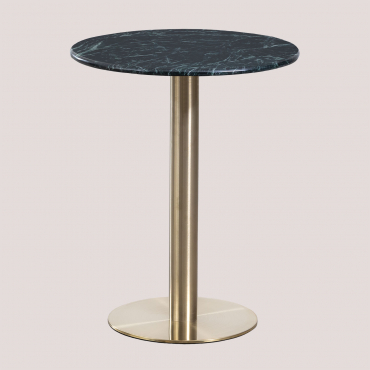 Okrągły Stół Barowy Z Marmuru Cosmopolitan Zielony Marmur & Ø60 Cm & Champagne Oro - Sklum